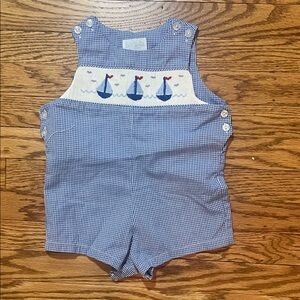 Sailboat Embroidered Blue Gingham Kids Bodysuit